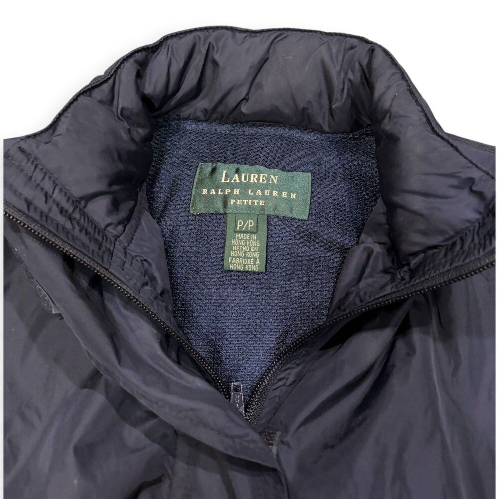 Lauren Ralph Lauren Petite Hooded Nylon Jacket Navy Size PP Lightweight Rain - Picture 4 of 6